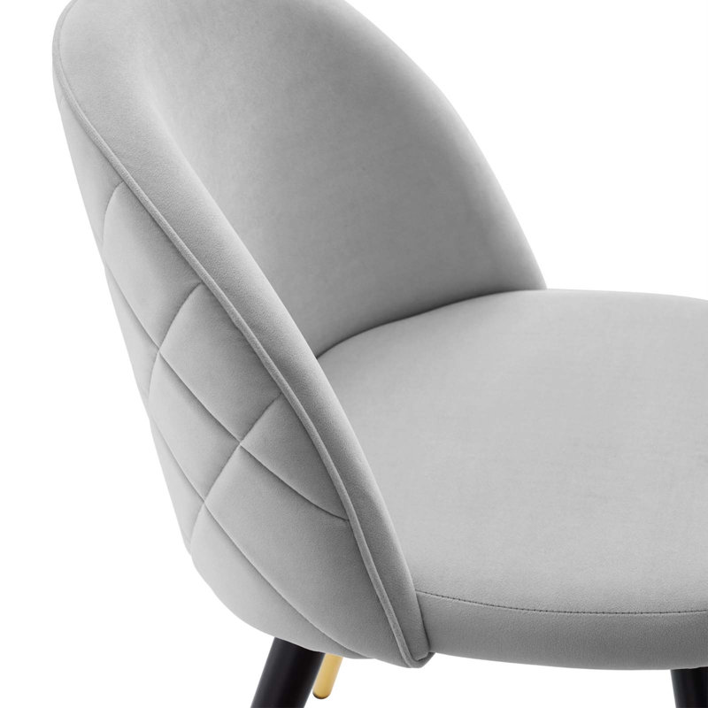 Cordial Performance Velvet Dining Chairs - Set of 2, Light Gray Velvet