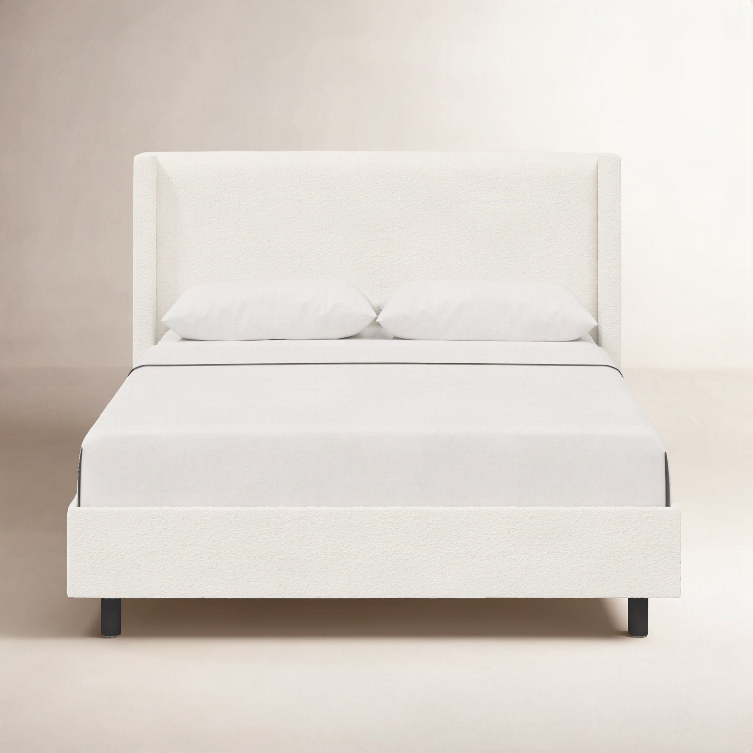 Hanson Upholstered Wingback Platform Bed, Classic Snow Boucle, King