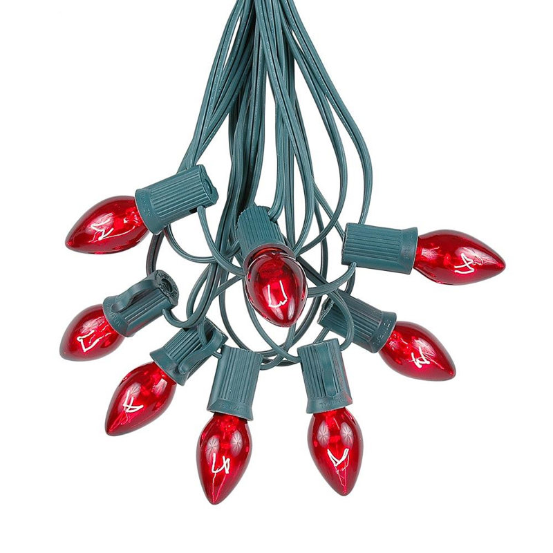 Christmas 25 Light String Light, Red, 100, 120"