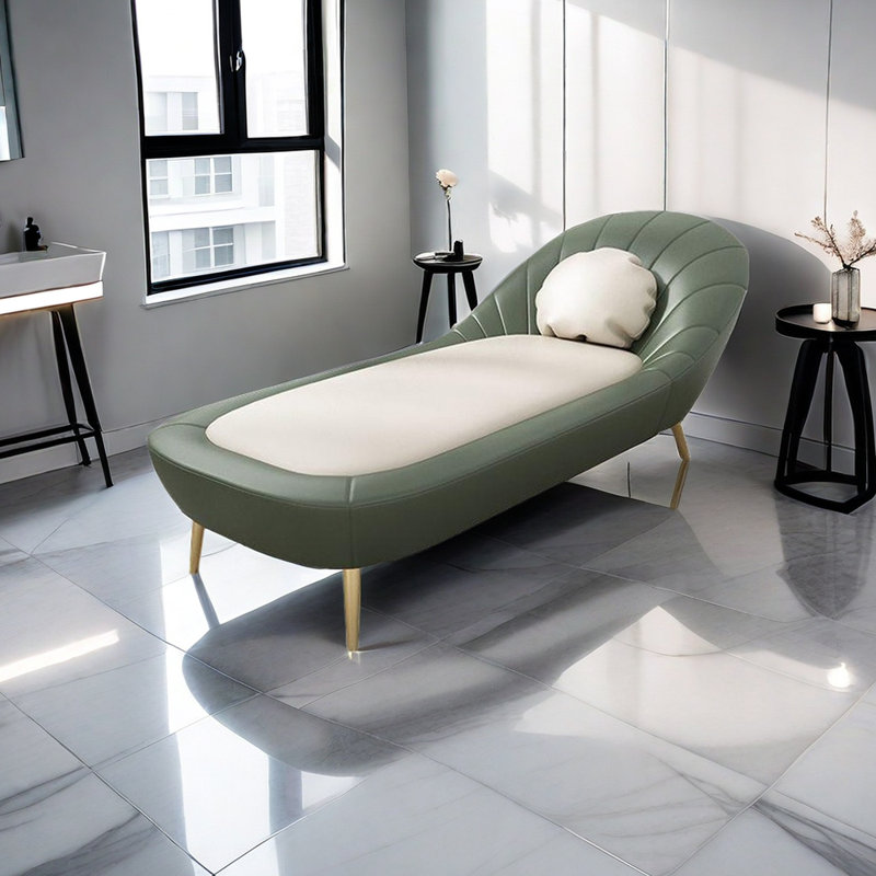 Méridienne Eduani, Vert / similicuir beige
