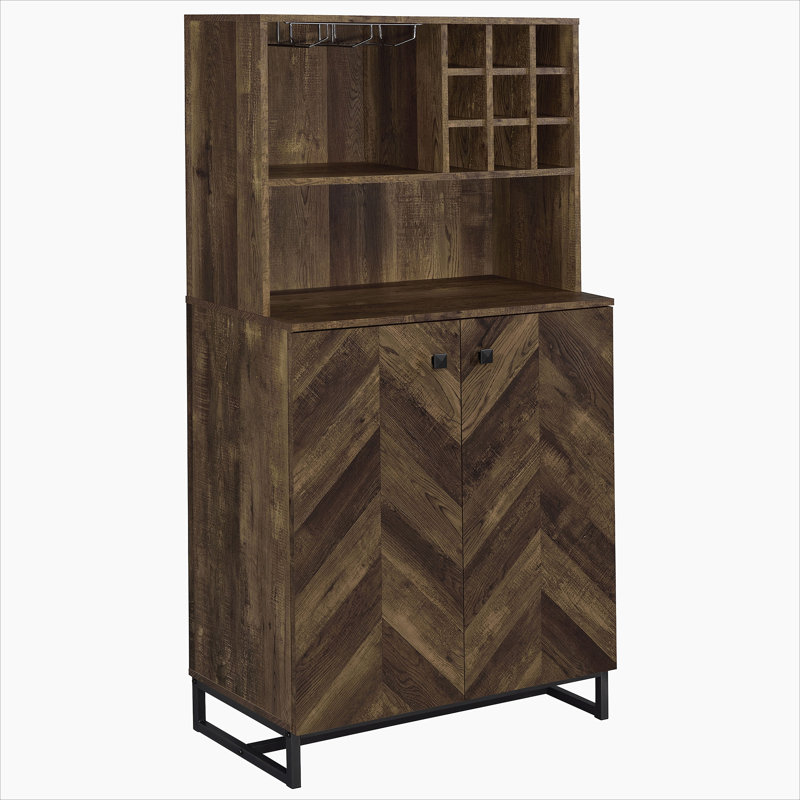 Rustic Oak 2-doors Wine Cabinet