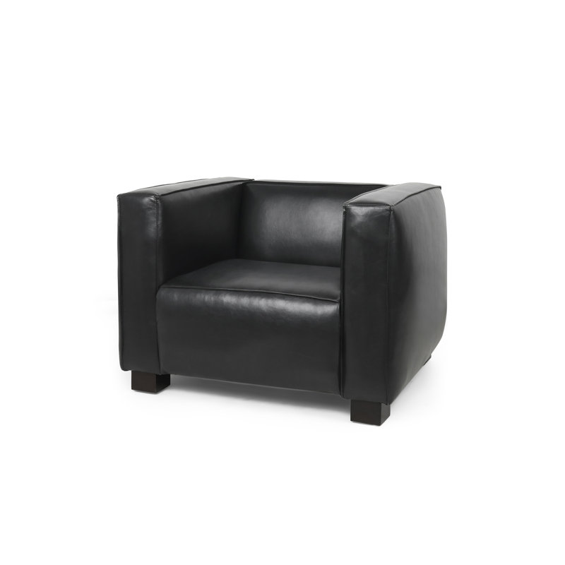 Suheil Faux Leather Club Chair, Midnight Faux Leather