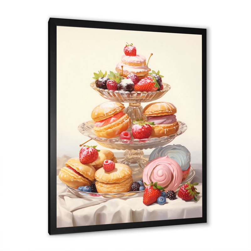 «Food French Pastries V», reproduction d'art sur toile, Cadre photo noir, H 20 po x l 12 po x P 1 po