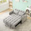 Canapé-lit compact en velours gris moderne, canapé-lit convertible 3-en-1 avec coussins et poches, idéal pour les petits espaces-362791306
