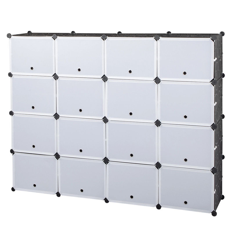 Avaeya Stackable Shoe Storage Cabinet, Black
