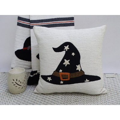 Embroidered Cotton Blend Throw Pillow