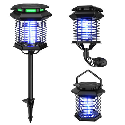 Solar Electric Bug Zapper with Dual-Wave Tech Electric Mosquito Killer Lamp