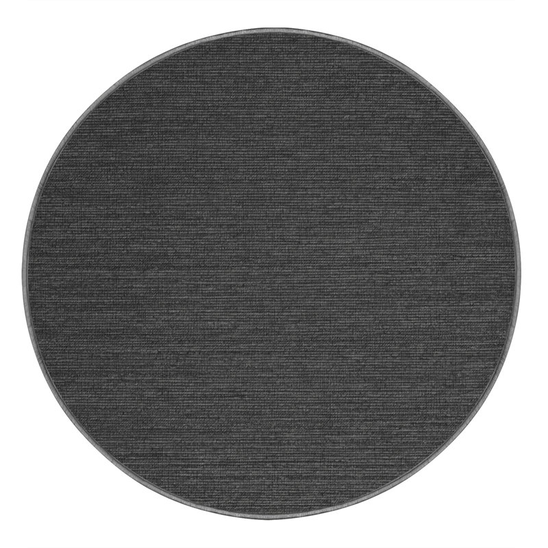 Tapis gris uni lavable à la machine, Rond 4 pi
