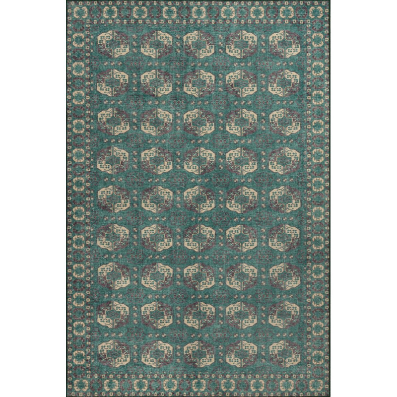 Tapis vert à motif tissé en chenille Lucien, Rectangle 3 pi 10 po x 5 pi 3 po