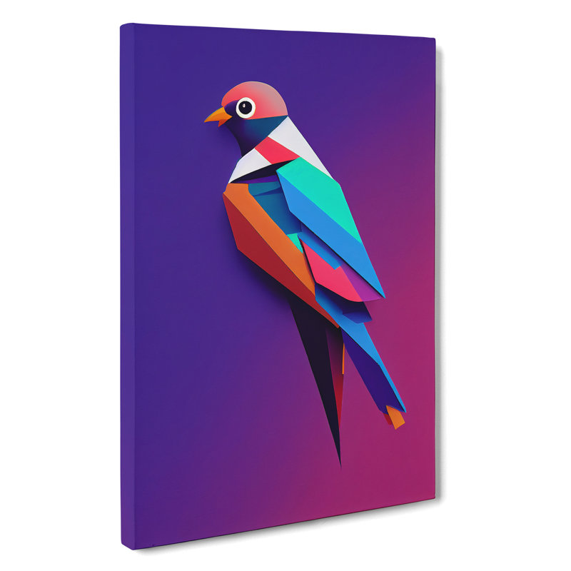 Colourful Bird No.4 - Print, Wrapped Canvas, 50cm H x 35cm W x 3cm D, No Matte