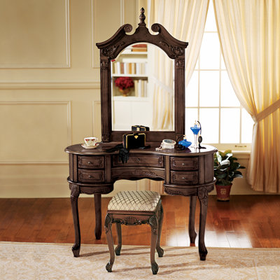 Queen Anne Vanity and Mirror Set