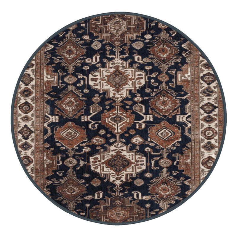 Tapis brun lavable à la machine, Rond 5 pi