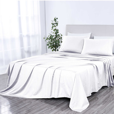 Bibb Home 1000 Thread Count Stripe Sheet Set - 100% Egyptian Cotton