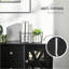 Cabinets, buffet de ferme moderne avec tiroirs de rangement Porte en verre | Noir | Panneau de fibres à densité moyenne | Salon