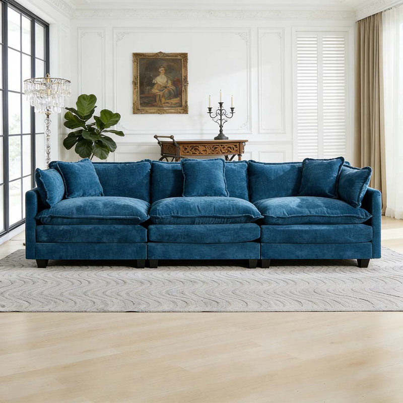 Canapé Cloud 3 places, 3, H 33,1 po x l 113,8 po x P 35 po, Bleu