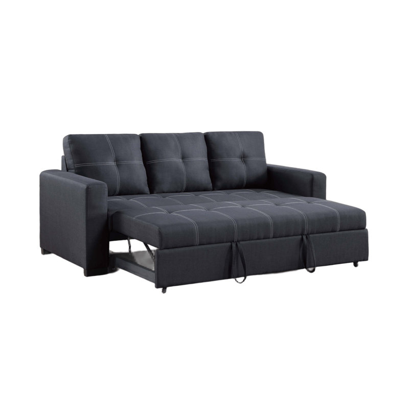Canapé modulaire avec canapé-lit et canapé-lit capitonné en polyfibre noir