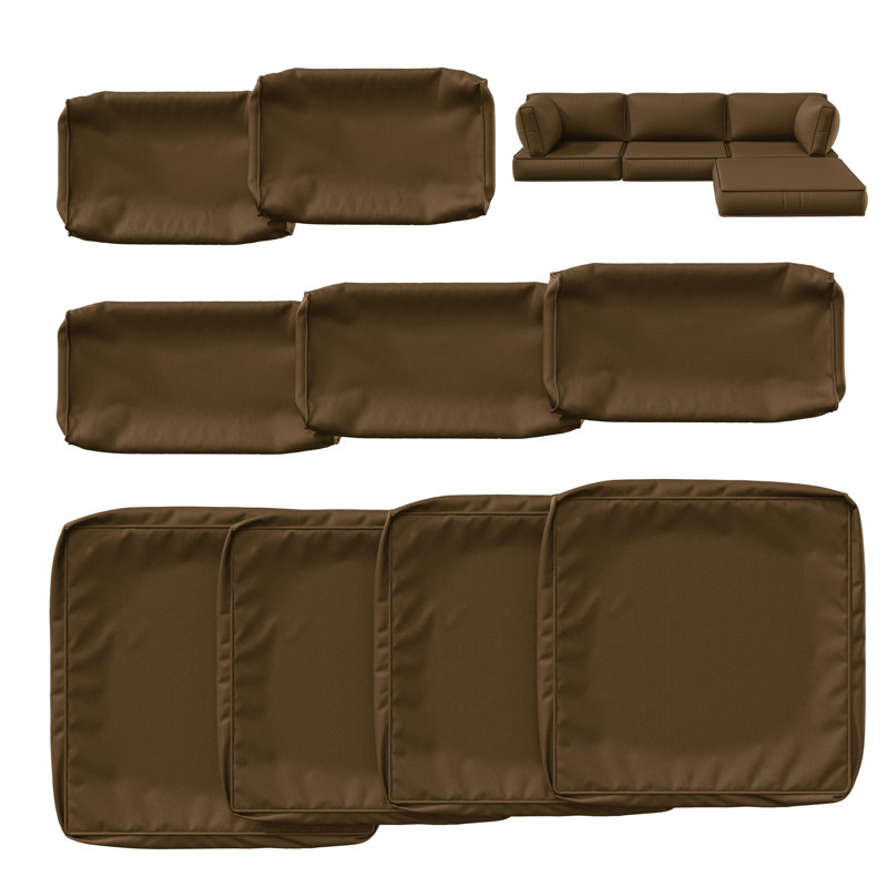 9 Pcs Outdoor Cushion Slipcovers All-Weather Patio Cushion Covers For Outdoor Furniture, Covers Only, Brown