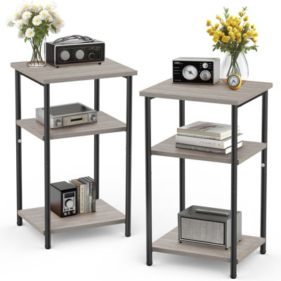 22.8" Tall End Table, Side Table, Wooden Nightstand for Living Room, Bedroom, Office, or Bathroom