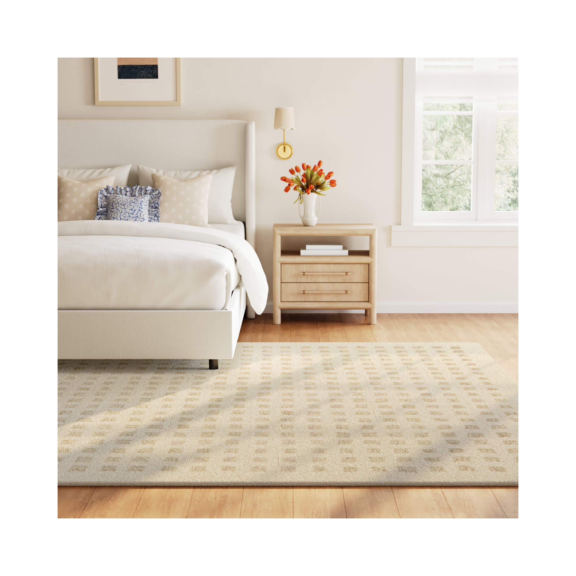 Chris Loves Julia x Loloi Polly Handmade Ivory/Natural Rug, Rectangle 9'3" x 13'