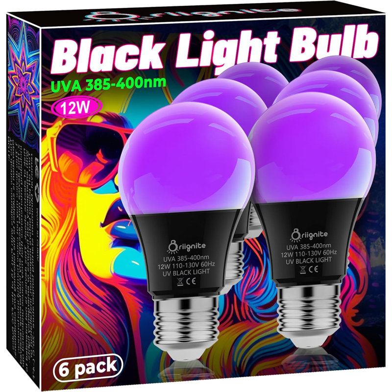 12W LED Blacklight Bulb, UVA 385-400Nm, E26 Base For Glow Effects