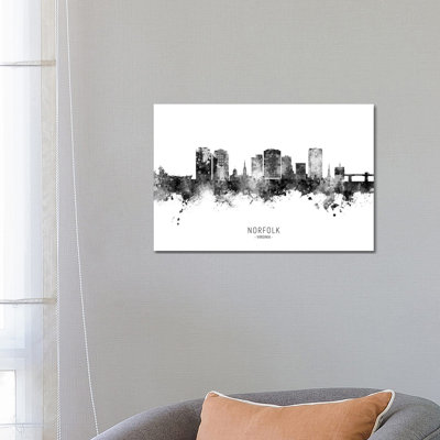 Norfolk Virginia Skyline Name by Michael Tompsett - Wrapped Canvas Print