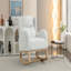 Chaise berçante en tissu Teddy avec pieds en bois paquet, ivoire