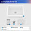 Évier de service 24 "en composite de quartz blanc, cuve simple encastrée avec accessoires