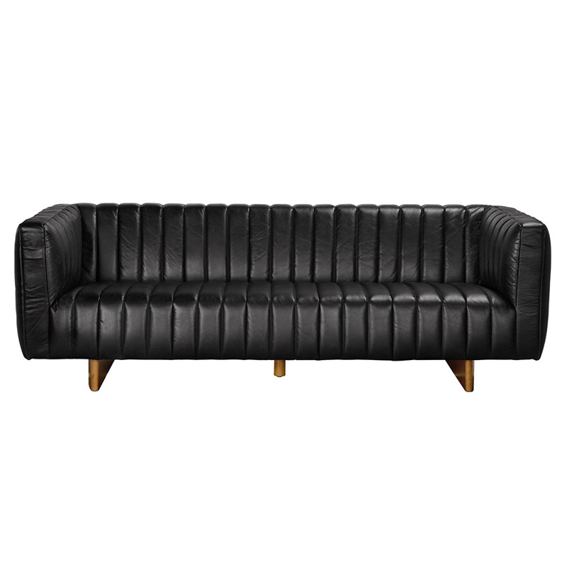 Canapé khann, cuir noir ébène