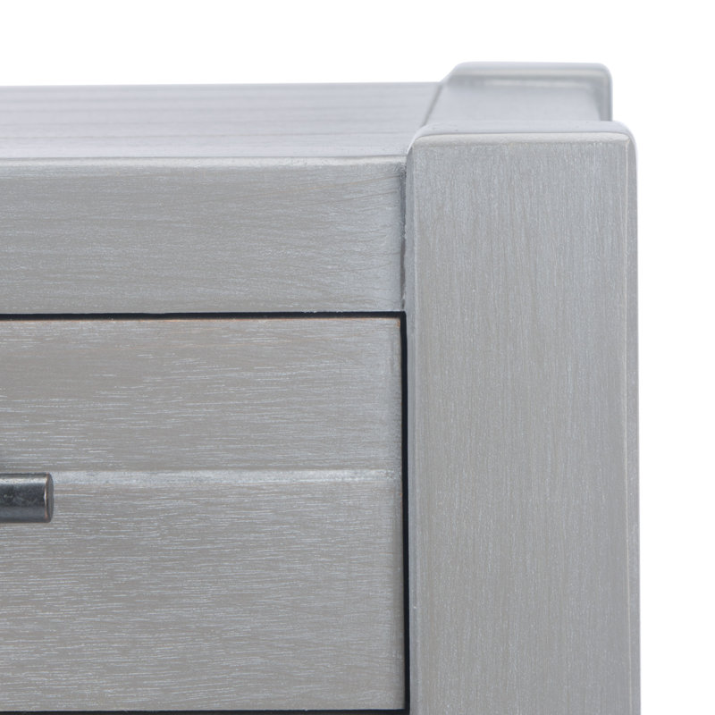 Gray Pine and Steel Console Table with Storage