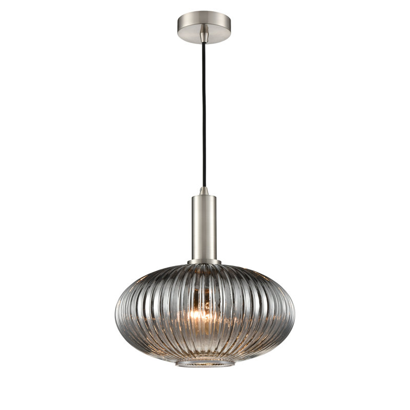 Aljandro 1 - Light Single Pendant, Satin Nickel, 17.6cm H x 12cm W x 12cm D, Black