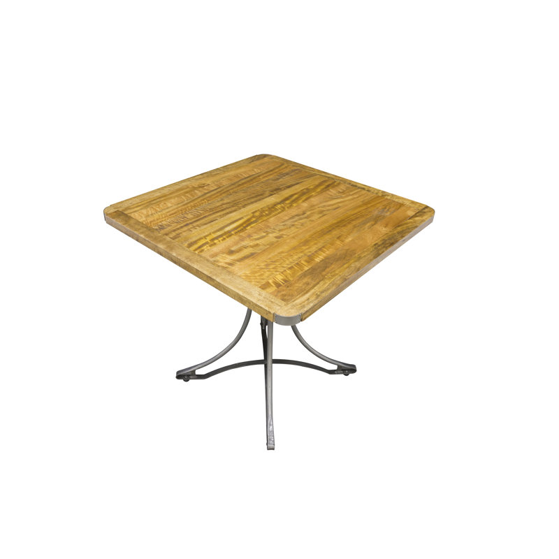 Solid Wood Top Metal Base Dining Table, L70 x W70cm