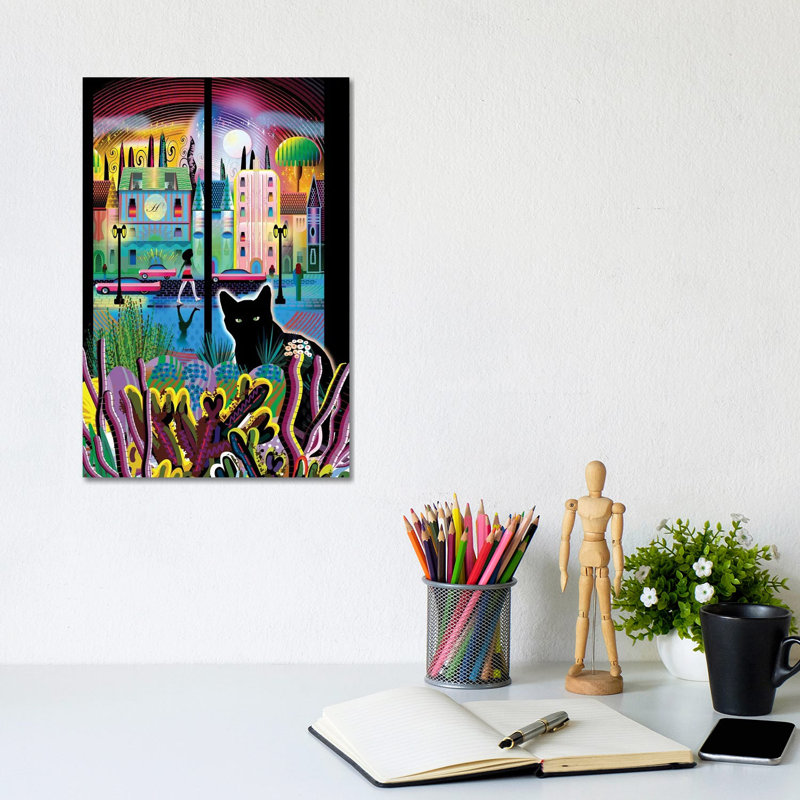 Cat Moon Do by Charles Harker - Wrapped Canvas Print, 30.48cm H x 20.32cm W x 1.905cm D
