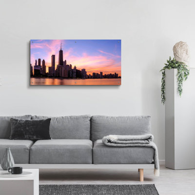 'Chicago - Burning Amber Sunset' by Epic Portfolio Acrylic Glass Wall Art