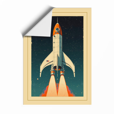 Rocket Launch Retro - Framed Print