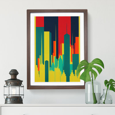 Illuminated City Skyline Abstract - Wall Art