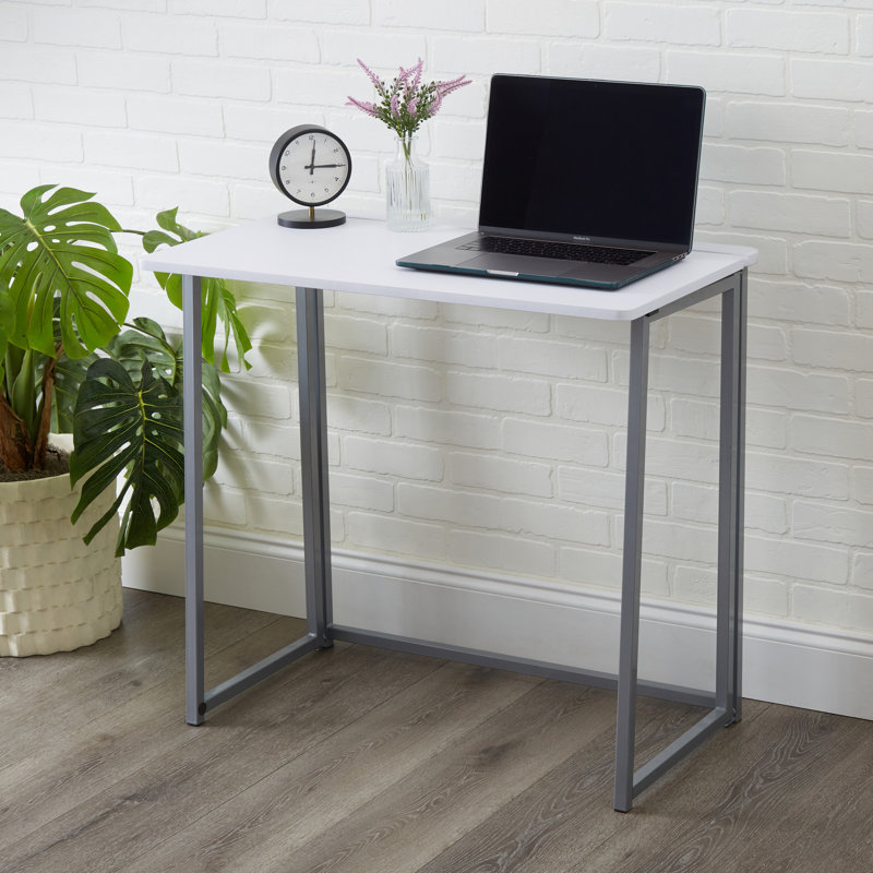 Ebern Designs Foldable Desk, White/Gray