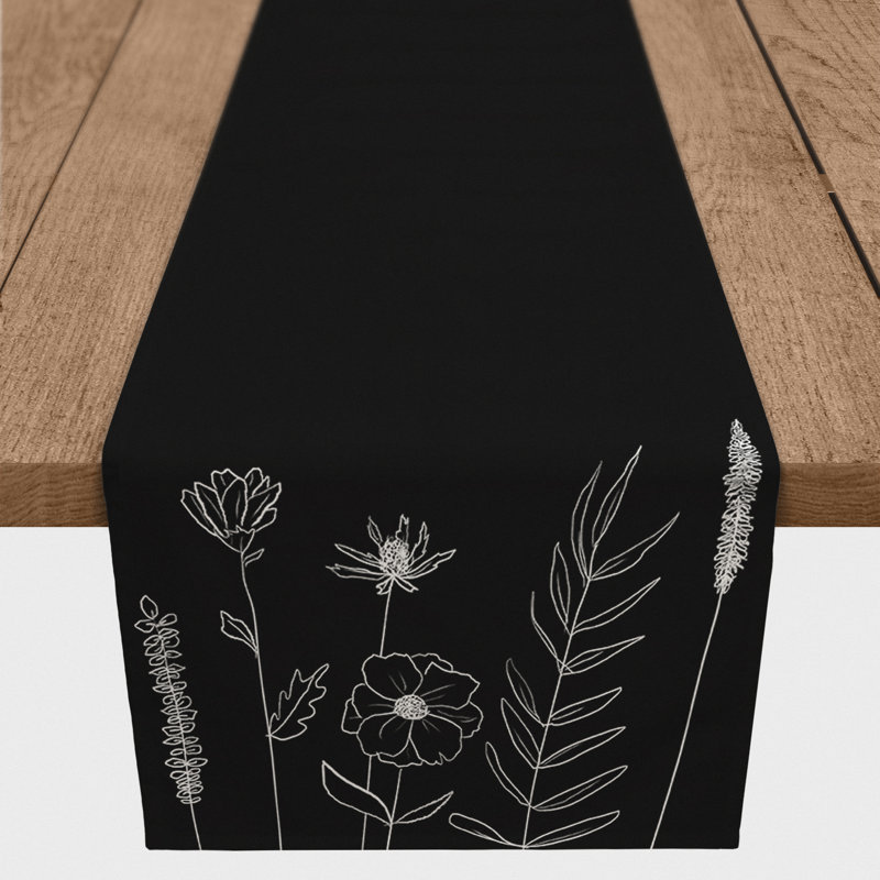 Chemin de table Alage, Noir, 72 po x 16 po