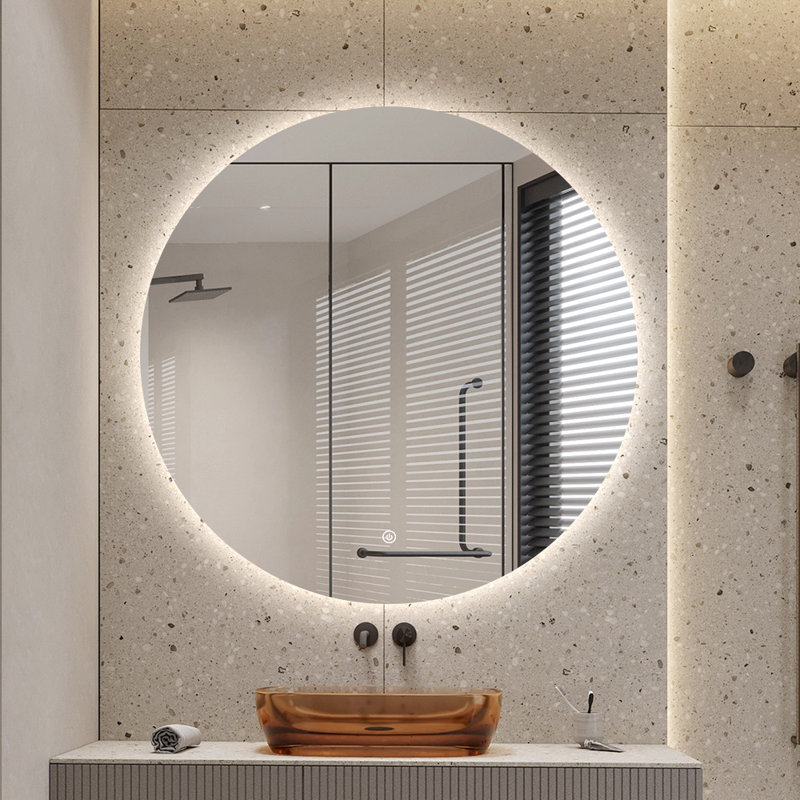 Miroir de salle de bain rond sans cadre à DEL 27,5 po Mayah
