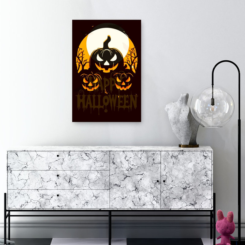 Tableau abstrait contemporain représentant un paysage naturel effrayant pour l'Halloween, H 36 po x l 24 po