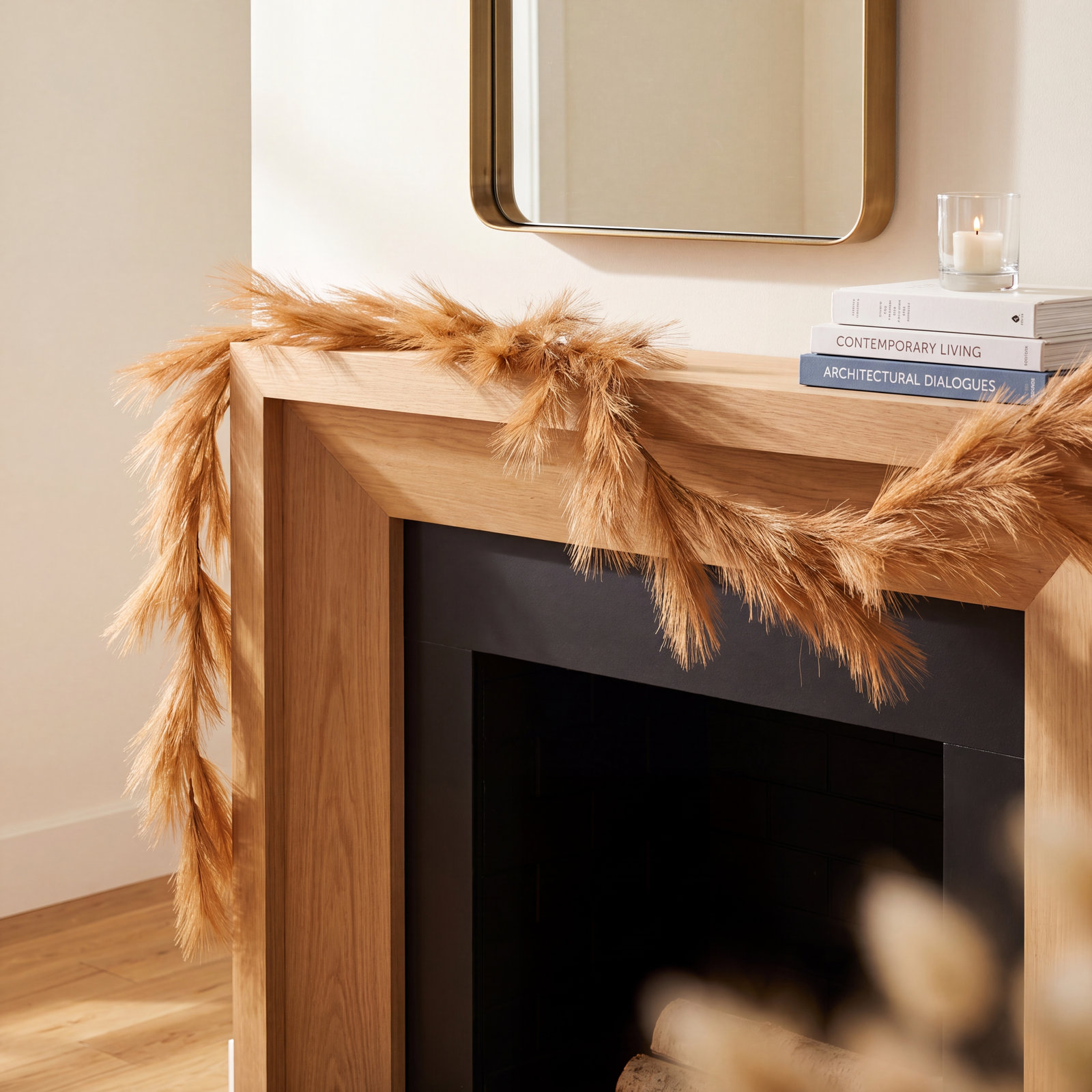 72" Pampas Grass Christmas Garland
