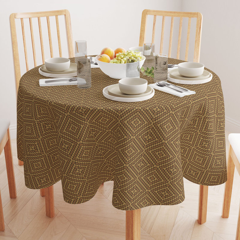 Walston Geometric Round Tablecloth, 102" x 102"