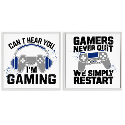 Ensemble de 2 giclées encadrées Gamer culture phrases par Kim Allen