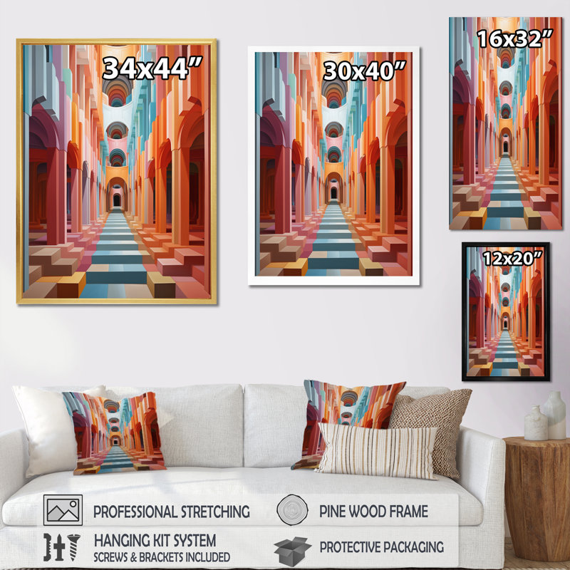 Illusion optique Op Art I - reproduction, Cadre flottant noir, H 32 po x l 16 po x P 1 po