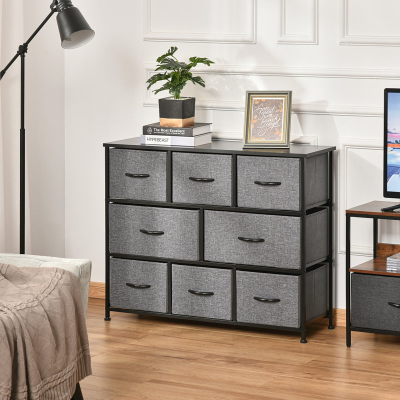 Commode 8 tiroirs, Gris foncé