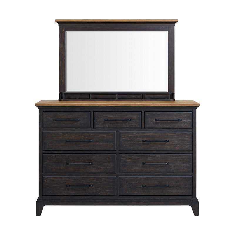 Ensemble de commode et miroir Otelia en espresso et brun