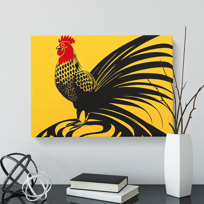 Modern Rooster Art Abstract - Wrapped Canvas, 40cm H x 60cm W x 3cm D