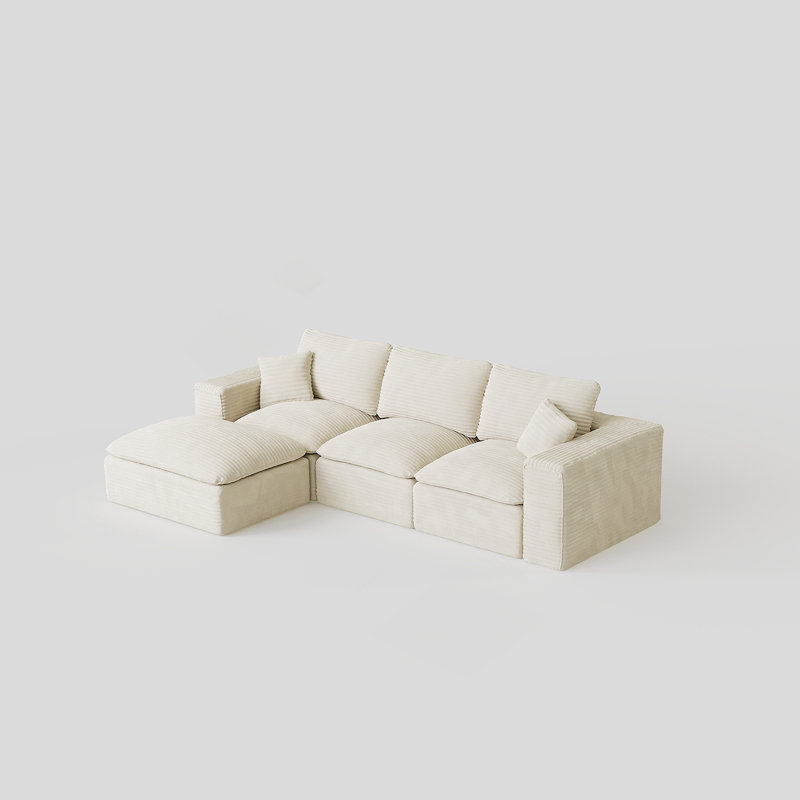 Canapé modulaire Cloud avec méridienne interchangeable en forme de L, conception modulaire moderne, assise profonde, rembourré pour le salon et la chambre à coucher, aucun assemblage requis