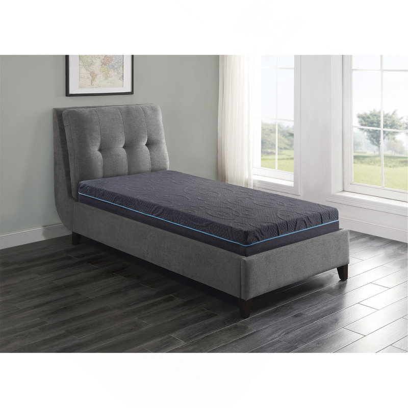 8" Twin Size Bed Mattress Gel-Infused Memory Foam Hybrid Mattress, Dark Gray, Mattress In A Box, Firm Comfort Mattress, 8"