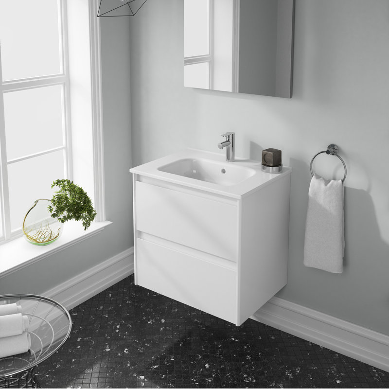 Ambra 39.6'' W Single Vanity, Gloss White, 23.8"