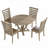 Modern Farmhouse Round Dining Table - Solid Rubberwood, 45.7" for 4-6